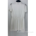 Damen White Dobby Kurzarm Chiffon Kleid